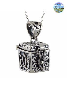 Sterling Silver Prayer Box Pendant Necklace